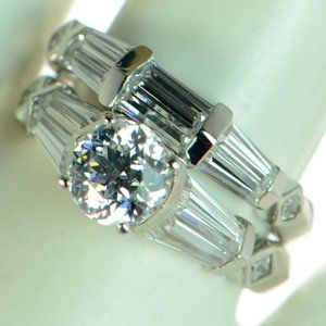 Epiphany Platinum Clad 925 Sterling Silver Diamonique Solitaire Ring Set